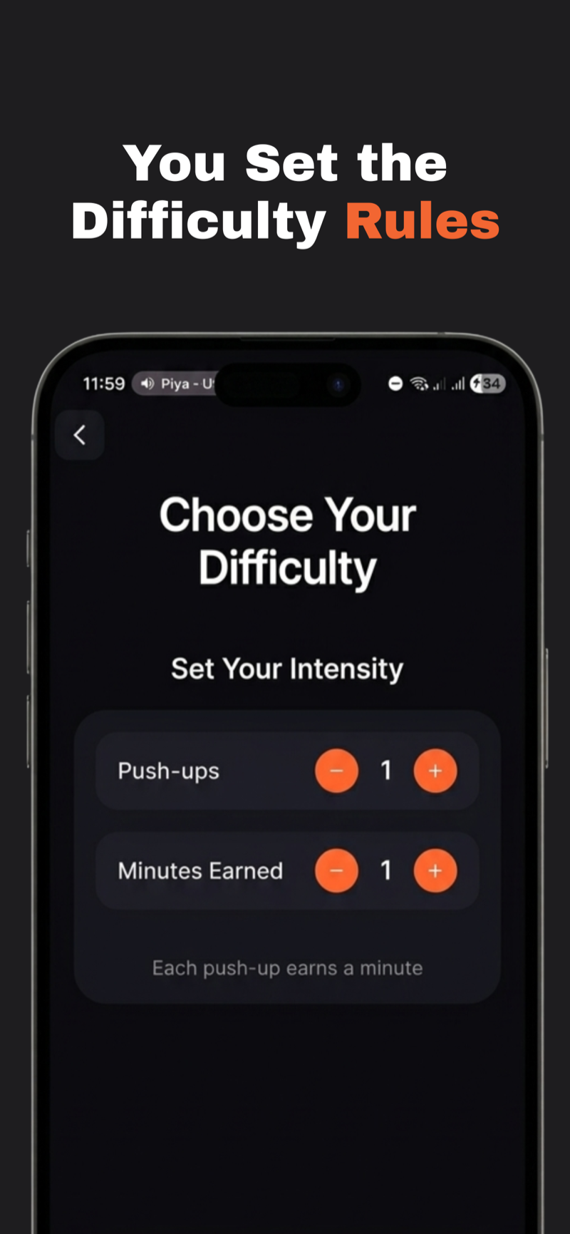 Difficulty settings: push-ups per minute earned